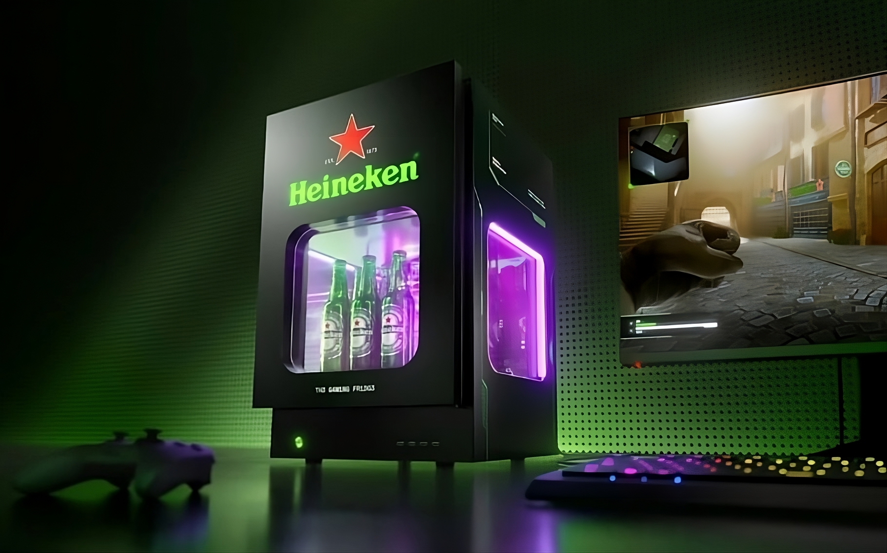 喜力推出可冷冻啤酒和冷却电脑的游戏冰箱
